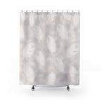 Feather Pattern Shower Curtain | Soft Neutral Bathroom Decor
