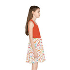 ConfettiDrops Pattern Girls Sundress | Sleeveless AOP Skater Dress