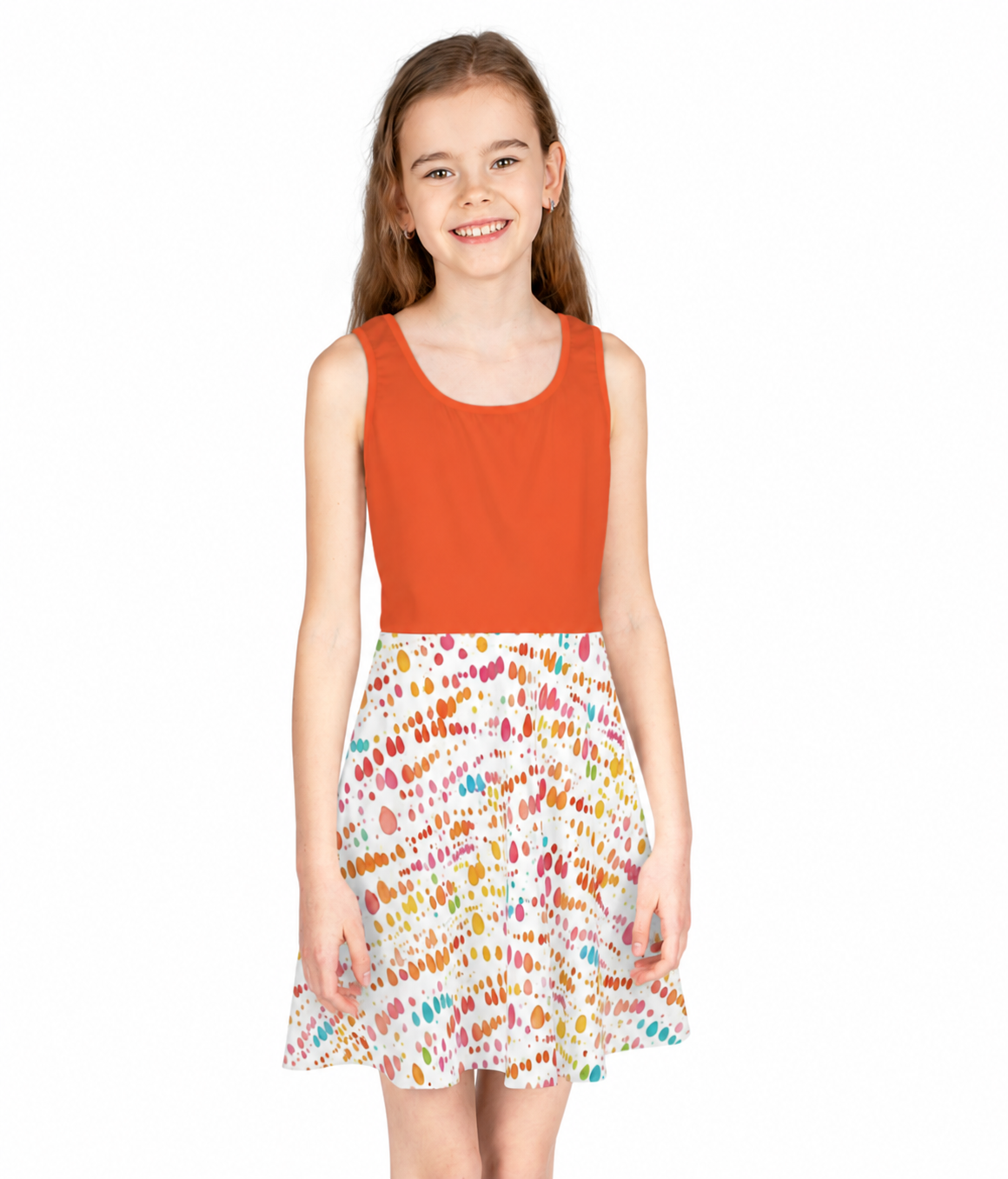 ConfettiDrops Pattern Girls Sundress | Sleeveless AOP Skater Dress
