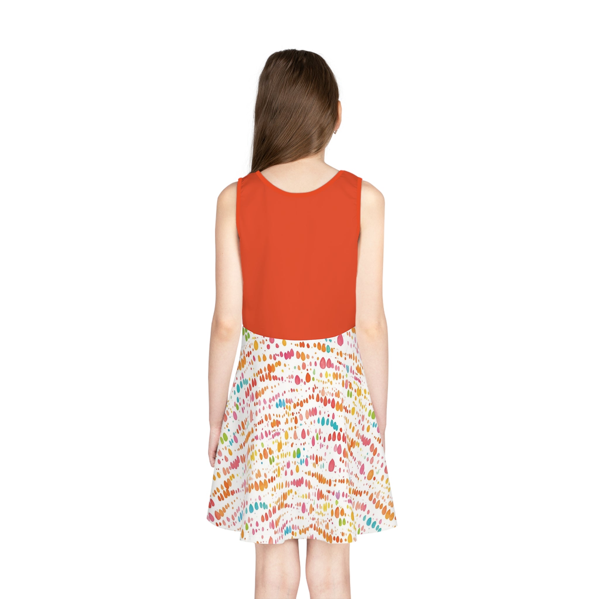 ConfettiDrops Pattern Girls Sundress | Sleeveless AOP Skater Dress