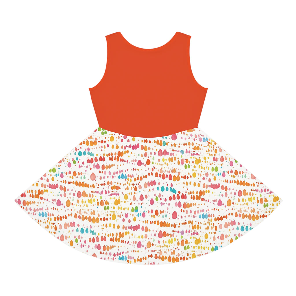 ConfettiDrops Pattern Girls Sundress | Sleeveless AOP Skater Dress