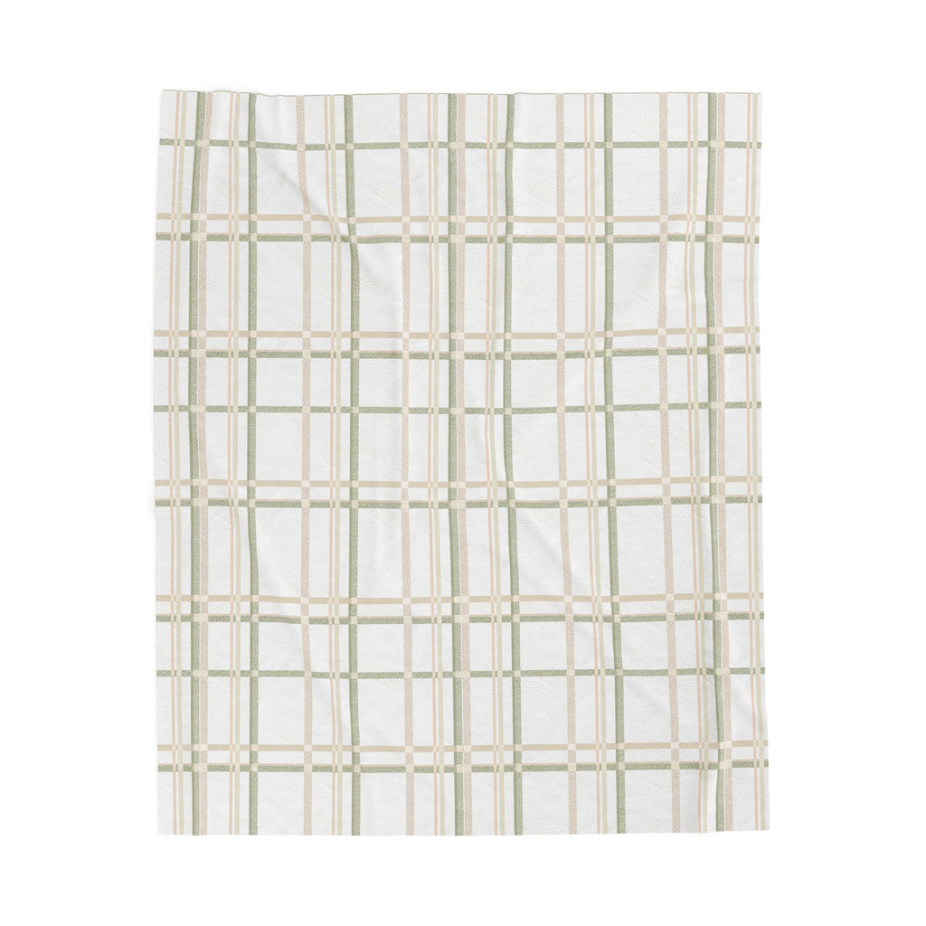 Soft Plaid Velveteen Plush Blanket — Neutral Plaid Cozy Throw for Living Room & Bedroom