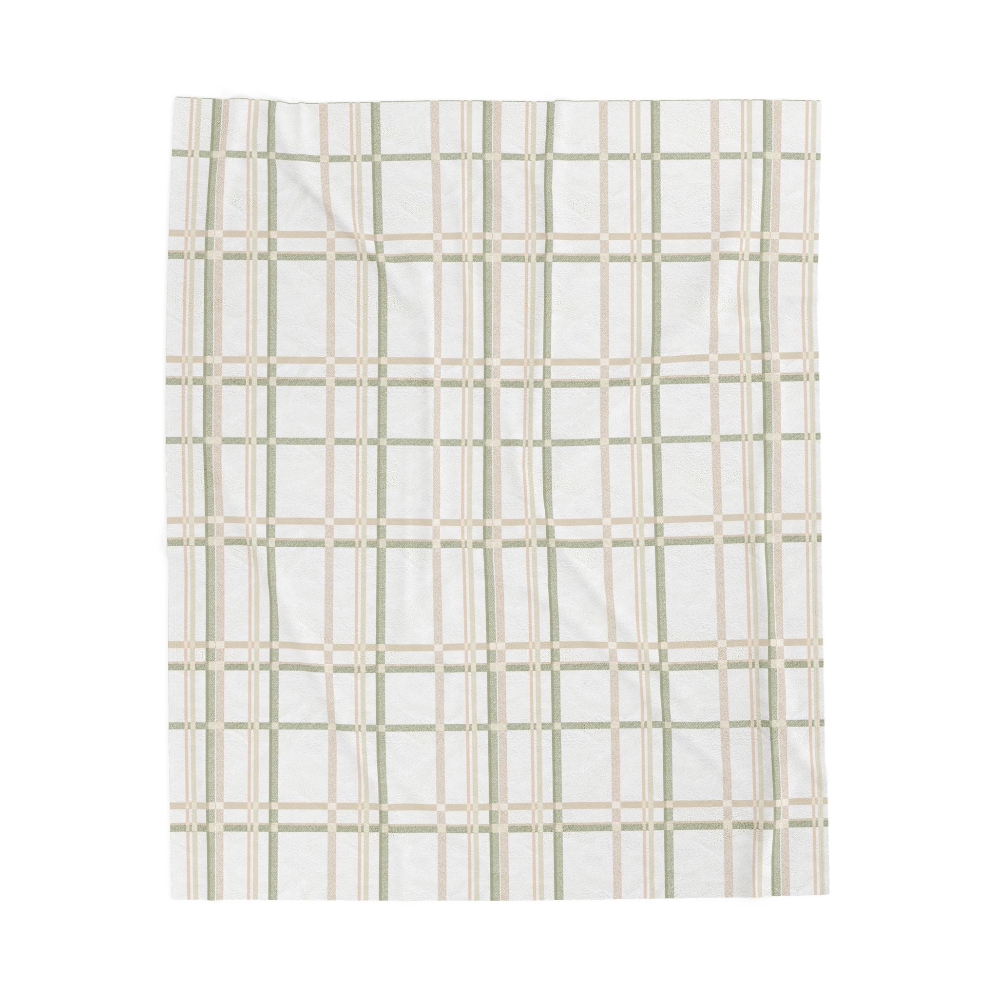 Soft Plaid Velveteen Plush Blanket — Neutral Plaid Cozy Throw for Living Room & Bedroom