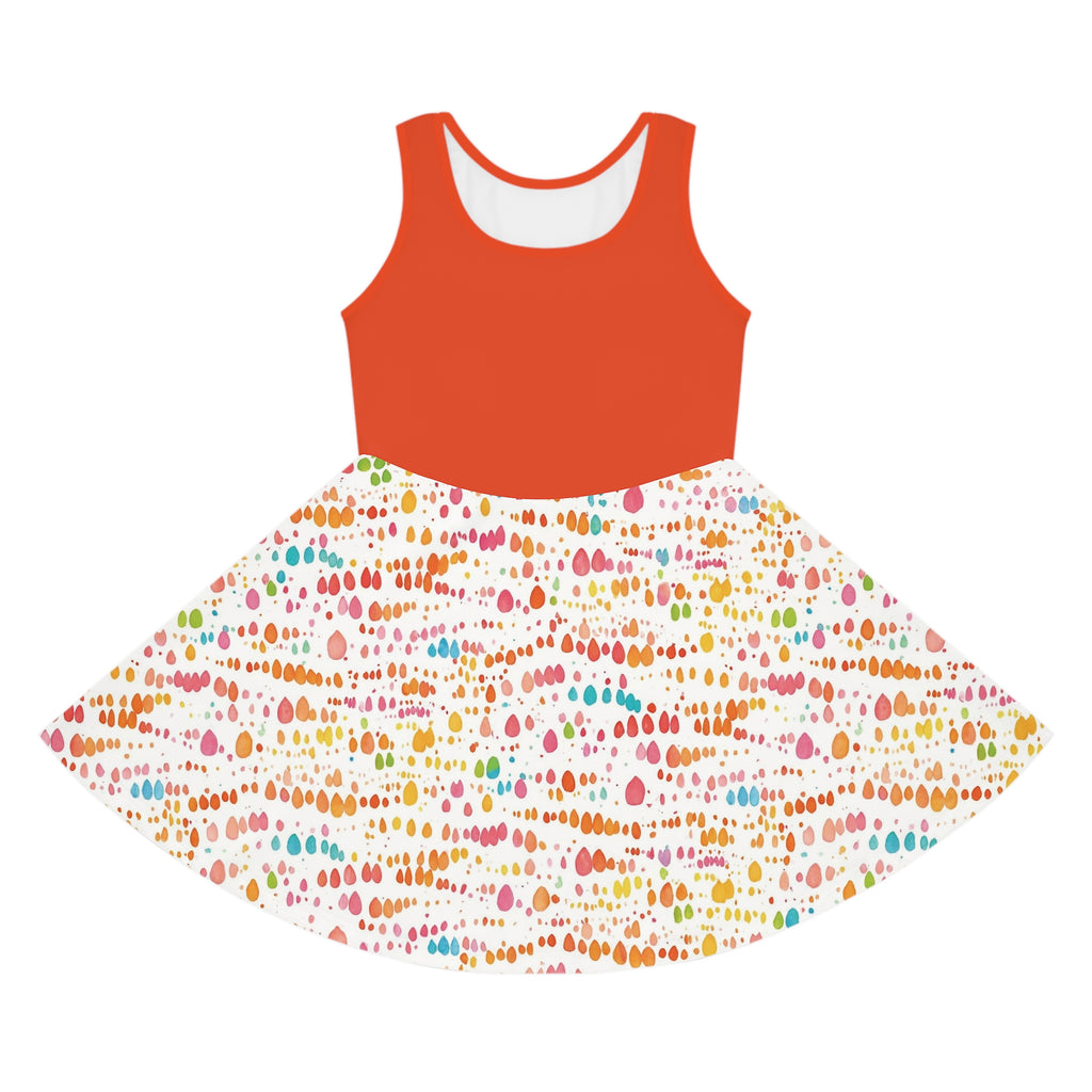 ConfettiDrops Pattern Girls Sundress | Sleeveless AOP Skater Dress