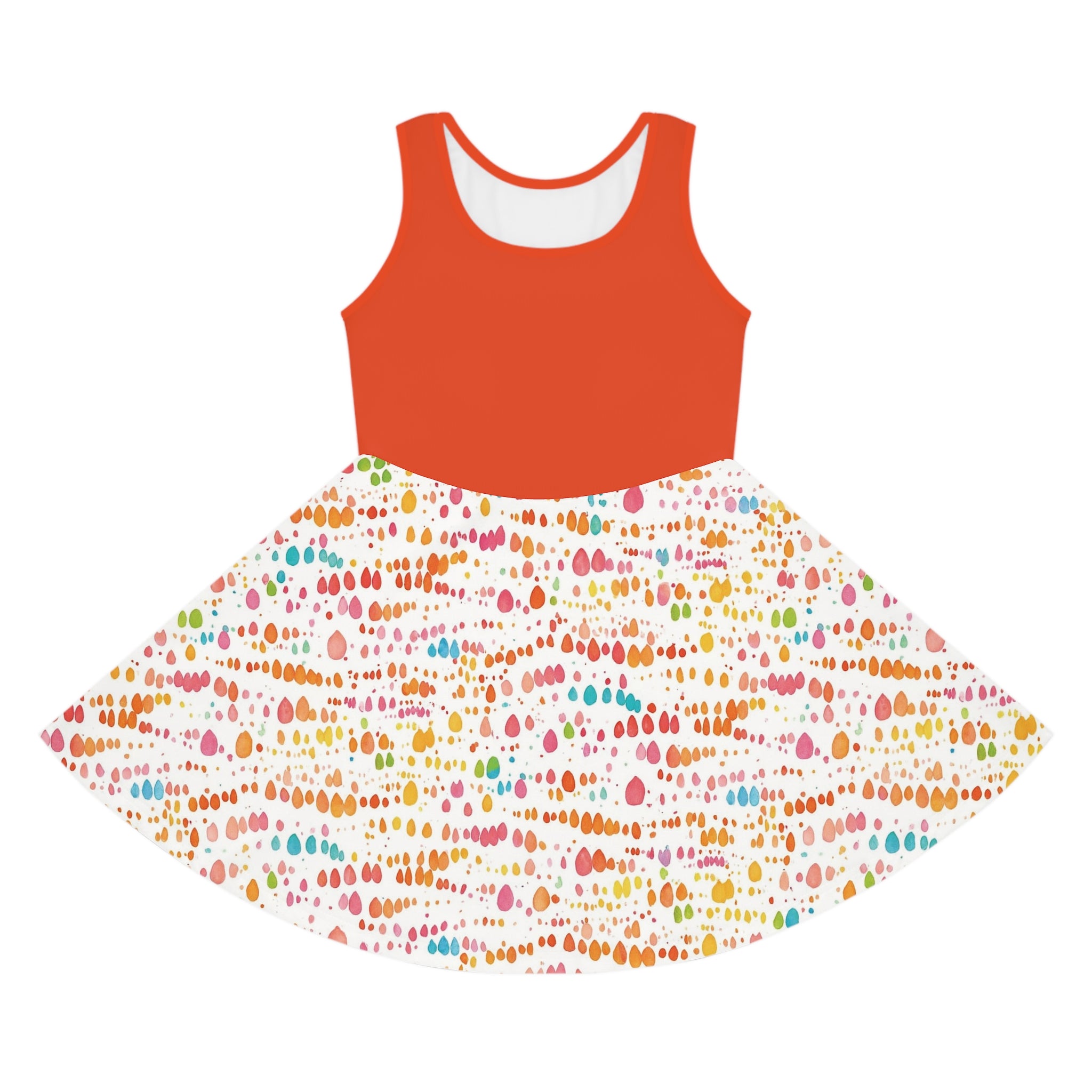 ConfettiDrops Pattern Girls Sundress | Sleeveless AOP Skater Dress