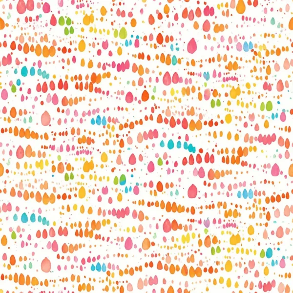Seamless flat pattern of the Confetti Drops design in the vibrant Frutti colorway.